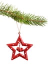 Christmas red star isolated on white Royalty Free Stock Photo