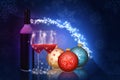 Christmas red wine glass Royalty Free Stock Photo