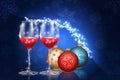 Christmas red wine glass Royalty Free Stock Photo