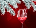 Christmas red wine glass Royalty Free Stock Photo