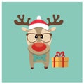 Christmas reindeer accompanied with a gift