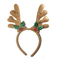 Christmas reindeer antlers. New year deer headband isolated on white