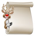 Christmas Reindeer Cartoon Character Scroll Royalty Free Stock Photo