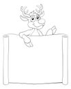 Christmas Reindeer Cartoon Sign Royalty Free Stock Photo