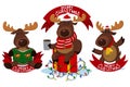 Christmas reindeer characters vector cartoon set Royalty Free Stock Photo