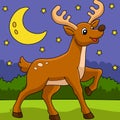 Christmas Reindeer Colored Cartoon Illustration