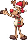 Happy Christmas reindeer with scarf and hat. Royalty Free Stock Photo