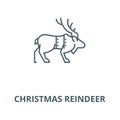 Christmas reindeer line icon, vector. Christmas reindeer outline sign, concept symbol, flat illustration