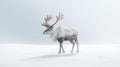 Christmas Reindeer in minimalist snow landscape