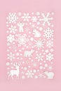 Christmas Reindeer Polar Bear Snowflake North Pole Background Royalty Free Stock Photo