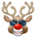 Cool Christmas Reindeer Cartoon Deer in Sunglasses Royalty Free Stock Photo