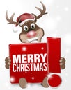 Christmas Reindeer red sign with exclamation mark Royalty Free Stock Photo