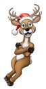 Christmas Reindeer In Santa Hat Cartoon Royalty Free Stock Photo