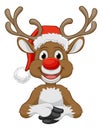 Christmas Reindeer in Santa Hat Cartoon Royalty Free Stock Photo