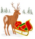 Christmas Reindeer with Santa sleigh vector Royalty Free Stock Photo