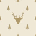 Christmas reindeer seamless line pattern tile