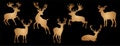 Christmas reindeer gold gradient icon vector set. Royalty Free Stock Photo