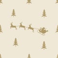 Christmas reindeer sleight seamless line pattern