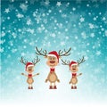 Christmas Reindeers in Santa Hats Royalty Free Stock Photo