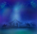 Christmas religious nativity scene with angels Royalty Free Stock Photo