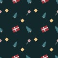 Christmas repeat pattern created with sharp corner Christmas objects, seamless pattern Royalty Free Stock Photo