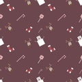 Christmas repeat pattern created with sharp corner Christmas objects, seamless pattern