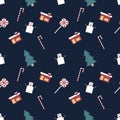 Christmas repeat pattern created with sharp corner Christmas objects, seamless pattern Royalty Free Stock Photo