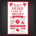 Christmas restaurant and party menu, invitation. Royalty Free Stock Photo