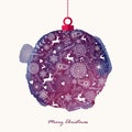 Christmas retro bauble watercolor greeting card Royalty Free Stock Photo