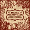 Christmas Retro Card Brown Royalty Free Stock Photo