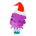 christmas retro cartoon of kawaii muffin