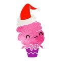 christmas retro cartoon of kawaii muffin