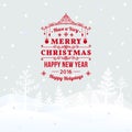 Christmas retro greeting card and background with hand-drawn Christmas tree and congratulation Royalty Free Stock Photo
