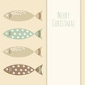 Christmas retro greeting card with fish, invitation Royalty Free Stock Photo