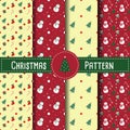 Christmas Retro Patterns with Snowman, Christmas tree and Candy