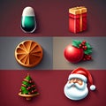 Christmas 6 reward stickers icons multiple for system, game, website, application