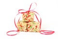 Christmas Rice Krispie squares with ribbon