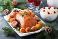 Christmas roast duck with baked potatoes