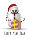 Christmas robot with a gift