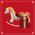 Christmas rocking horse gift box Royalty Free Stock Photo