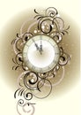 Christmas romantic design with antique clock