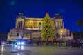 Christmas in Rome, decorated Christmas tree in Venice Square, night view, Royalty Free Stock Photo