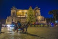 Christmas in Rome, decorated Christmas tree in Venice Square, night view, Royalty Free Stock Photo