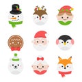 Christmas round character vector set Royalty Free Stock Photo