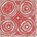 Christmas round gift wrap pattern. Contemporary holiday quilt with dotted tile. Multicolor yule wallpaper decorative