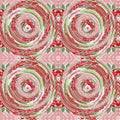 Christmas round gift wrap pattern. Contemporary holiday quilt with dotted tile. Multicolor yule wallpaper decorative