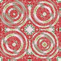 Christmas round gift wrap pattern. Contemporary holiday quilt with dotted tile. Multicolor yule wallpaper decorative