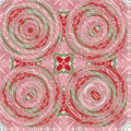 Christmas round gift wrap pattern. Contemporary holiday quilt with dotted tile. Multicolor yule wallpaper decorative