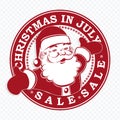 Christmas round stamp, silhouette of a cheerful Santa Claus