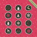 Christmas round stickers green